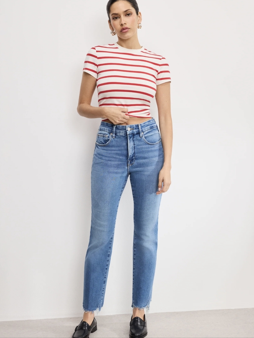 Good American Soft Tech Good Legs Straight Jeans